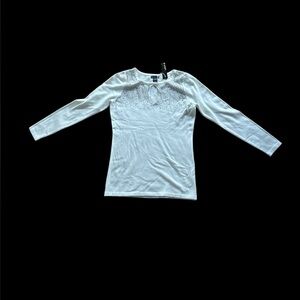 Elegant White Lace Detail Women's Top